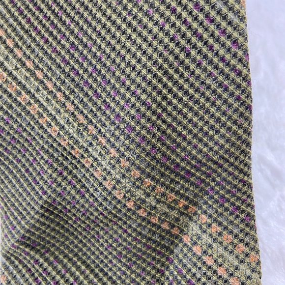Structure Men's Tie Wool Silk Blend Earth tone small lines stripes - Picture 3 of 5